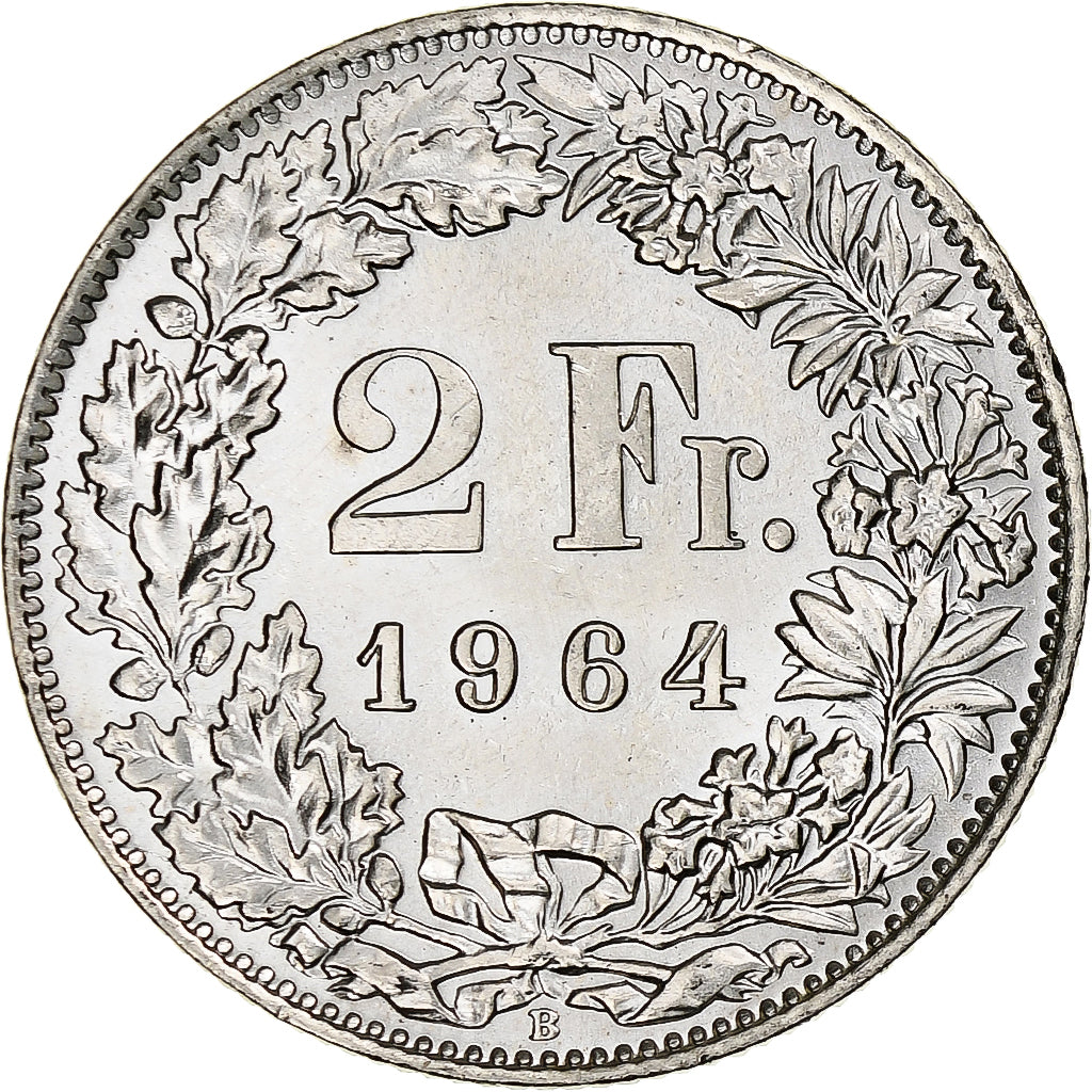 Svizzera, 2 Francs, 1964, Bern, Argento, SPL, KM:21