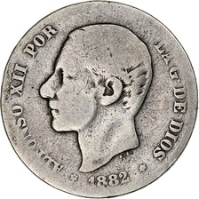 Espagne, Alfonso XII, 2 Pesetas, 1882, Madrid, Argent, TB, KM:678.2