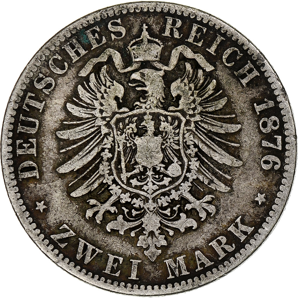 Deutsch Staaten, PRUSSIA, Wilhelm I, 2 Mark, 1876, Berlin, Silber, S, KM:506
