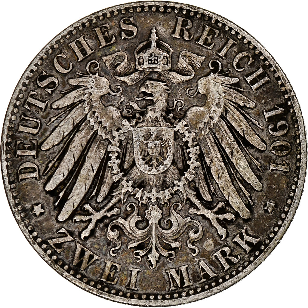 Deutsch Staaten, PRUSSIA, Wilhelm II, 2 Mark, 1901, Berlin, Silber, SS, KM:525