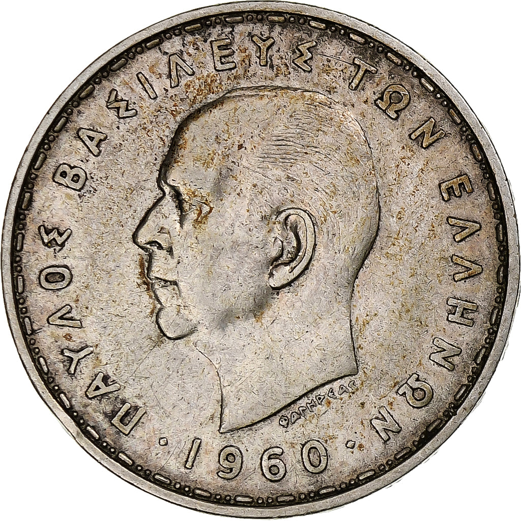 Griechenland, 20 Drachmai, 1960, Silber, SS, KM:73