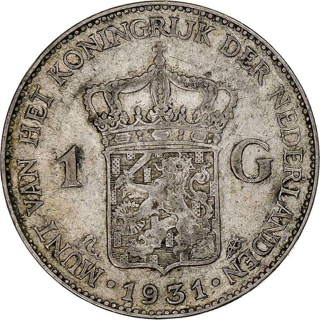 Países Bajos, Wilhelmina I, Gulden, 1931, Utrecht, Plata, BC+, KM:161.1