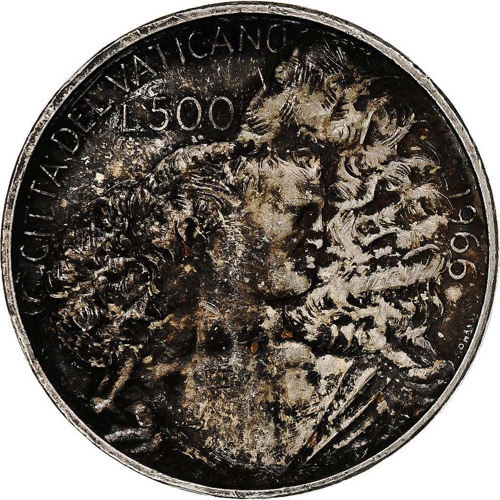 CIUDAD DEL VATICANO, Paul VI, 500 Lire, 1966, Roma, Plata, SC, KM:91