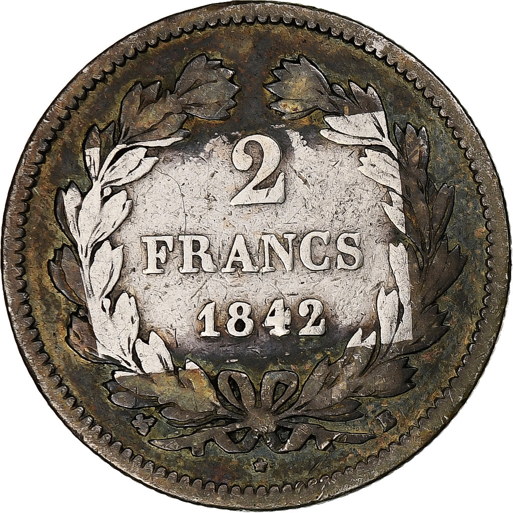 Francia, 2 Francs, Louis-Philippe, 1842, Rouen, Argento, B+, KM:743.2