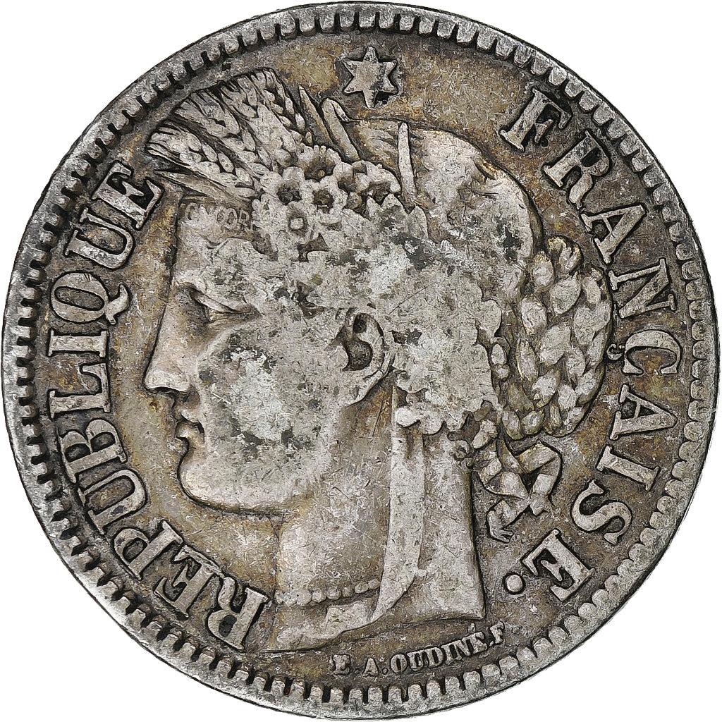 Francia, 2 Francs, Cérès, 1871, Bordeaux, Argento, MB+, Gadoury:529, KM:816.2