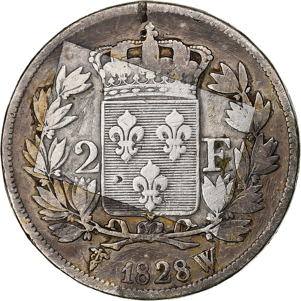 France, Charles X, 2 Francs, 1828, Lille, Argent, TB, Gadoury:516, KM:725.13