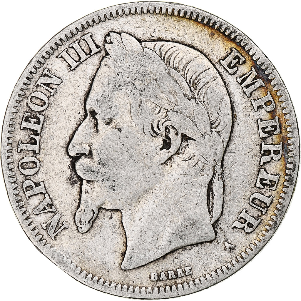 Francia, Napoleon III, 2 Francs, 1869, Paris, Plata, BC+, Gadoury:527, KM:807.1