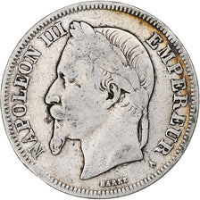 Francia, Napoleon III, 2 Francs, 1869, Paris, Plata, BC+, Gadoury:527, KM:807.1