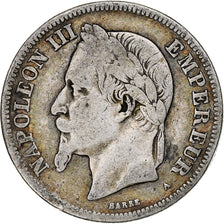 Francja, Napoleon III, 2 Francs, 1869, Paris, Srebro, VF(20-25), Gadoury:527