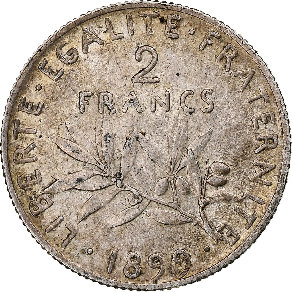 França, 2 Francs, Semeuse, 1899, Paris, Prata, AU(50-53), Gadoury:532, KM:845.1