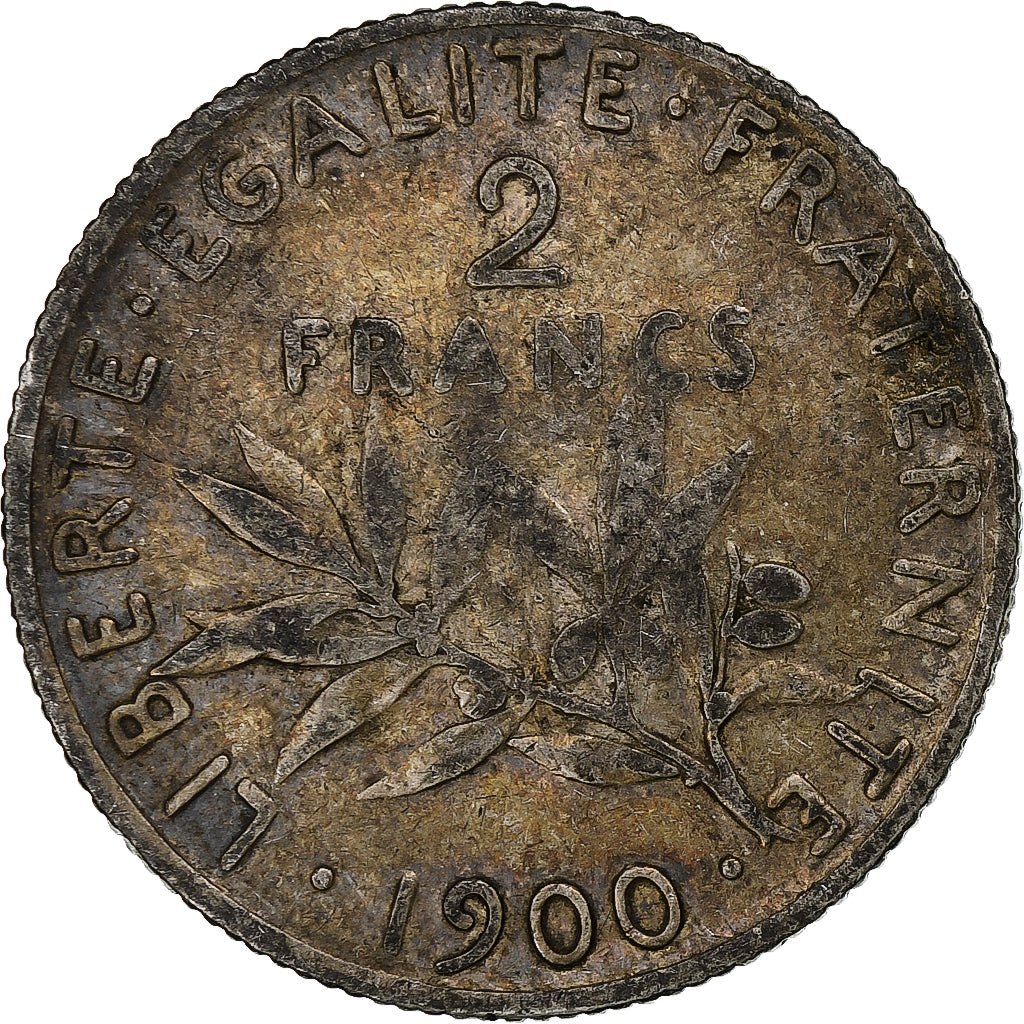 Francia, 2 Francs, Semeuse, 1900, Paris, Plata, BC+, KM:845.1