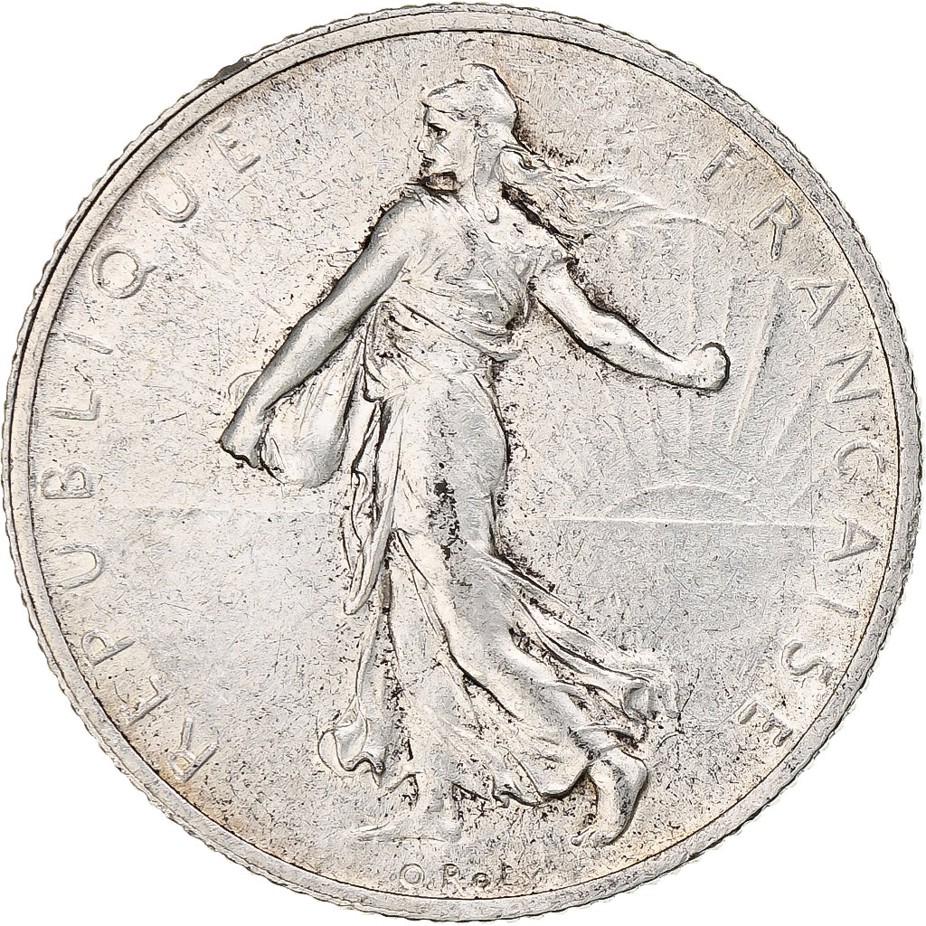 Francia, 2 Francs, Semeuse, 1914, Castelsarrasin, Plata, MBC+, Gadoury:532