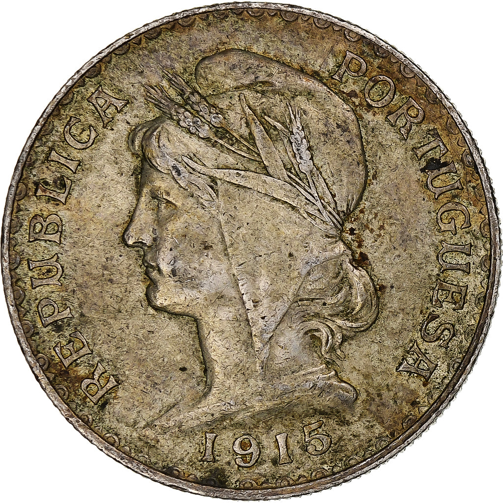 Portugal, Escudo, 1915, Zilver, ZF+, KM:564
