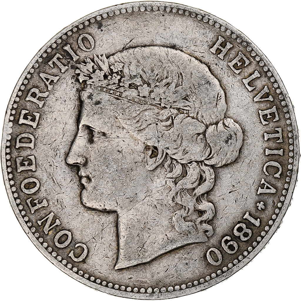 Schweiz, 5 Francs, 1890, Bern, Silber, S, KM:34