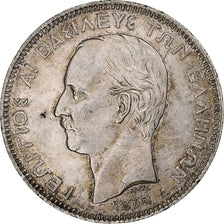 Grecia, George I, 5 Drachmai, 1875, Athens, Argento, BB+