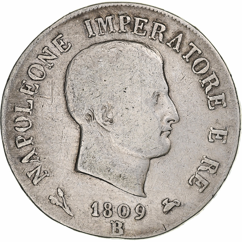 ITALIAN STATES, KINGDOM OF NAPOLEON, Napoleon I, 5 Lire, 1809, Bologna, Silver
