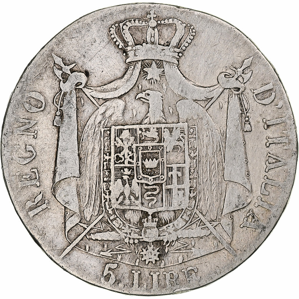 ITALIAN STATES, KINGDOM OF NAPOLEON, Napoleon I, 5 Lire, 1809, Bologna, Silver