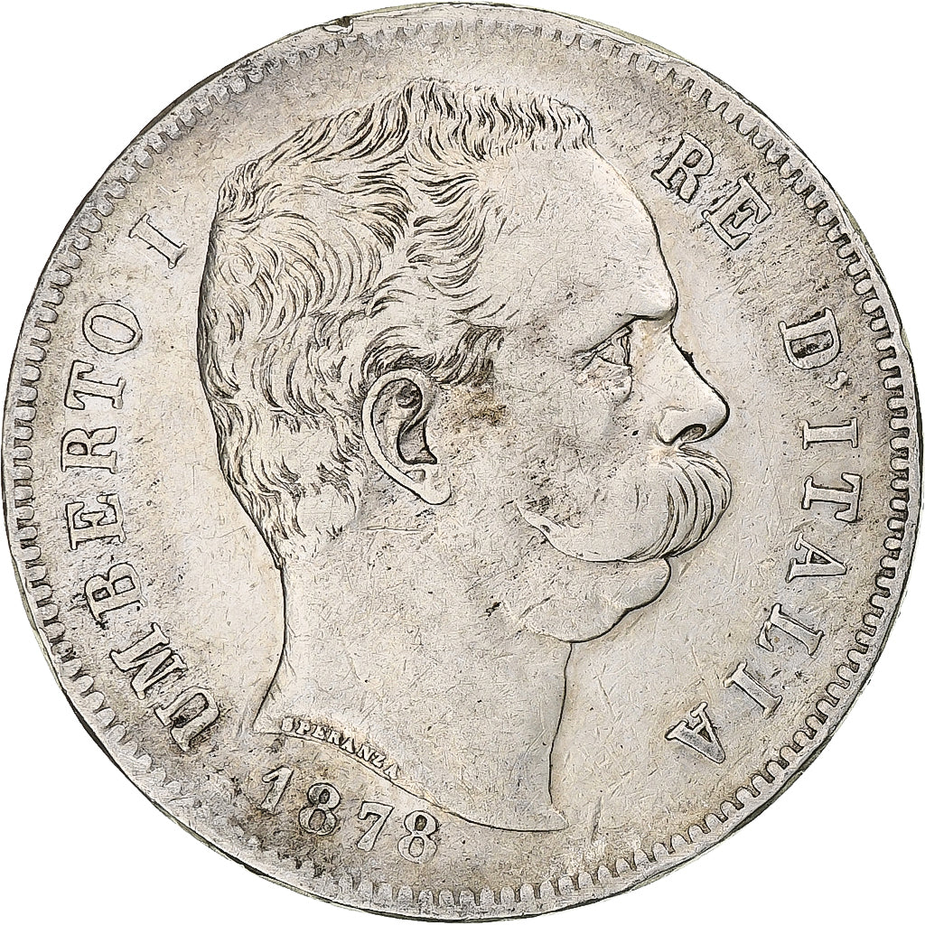 Italie, Umberto I, 5 Lire, 1878, Rome, Argent, TB+, KM:20