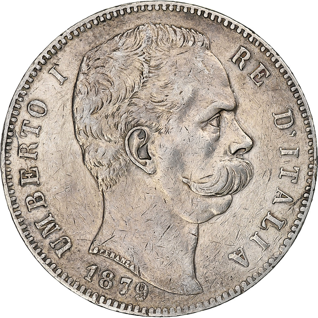 Italie, Umberto I, 5 Lire, 1879, Rome, Argent, TTB, KM:20