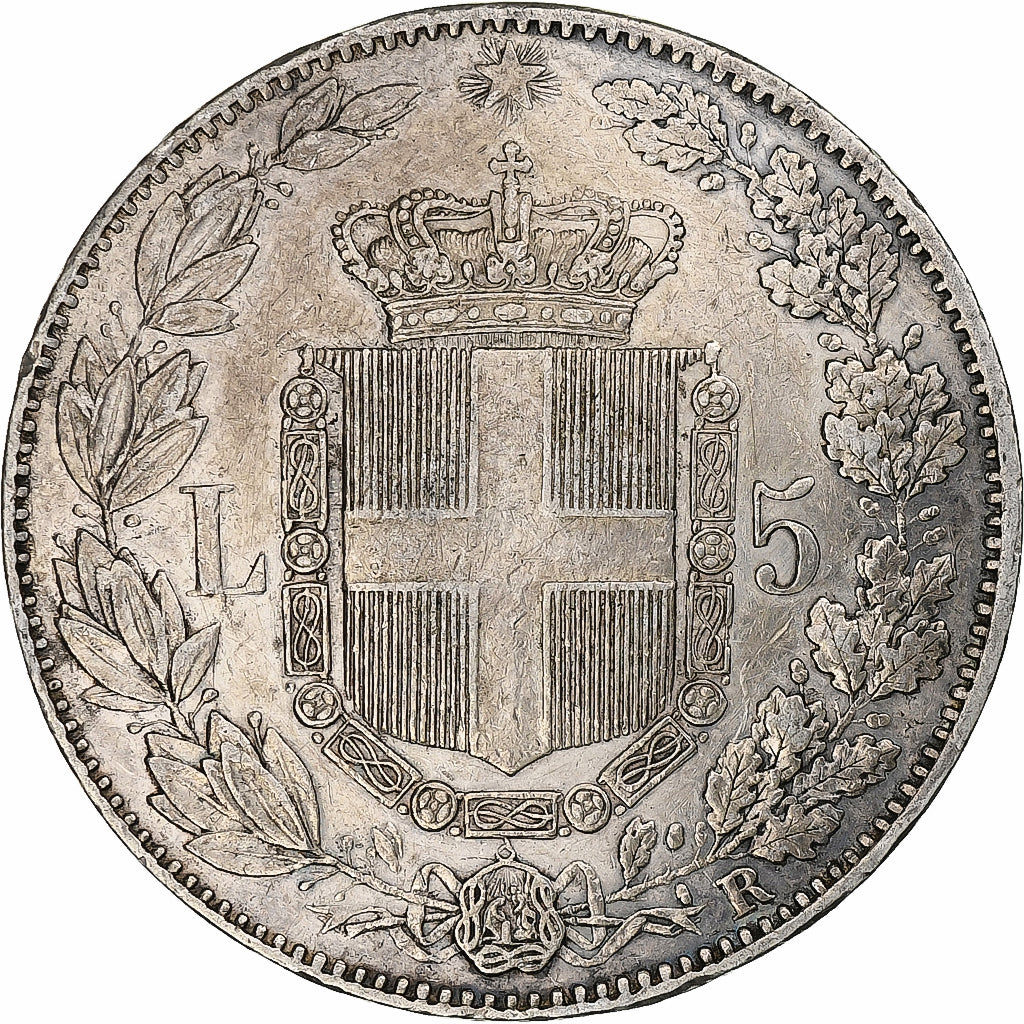Italie, Umberto I, 5 Lire, 1879, Rome, Argent, TTB, KM:20