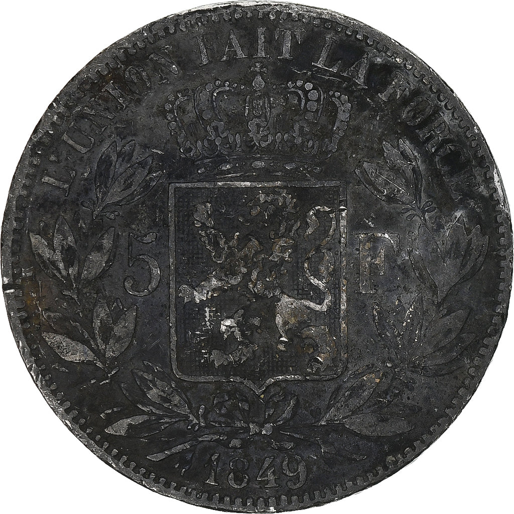 Belgio, Leopold I, 5 Francs, 5 Frank, 1849, Brussels, Argento, MB, KM:17