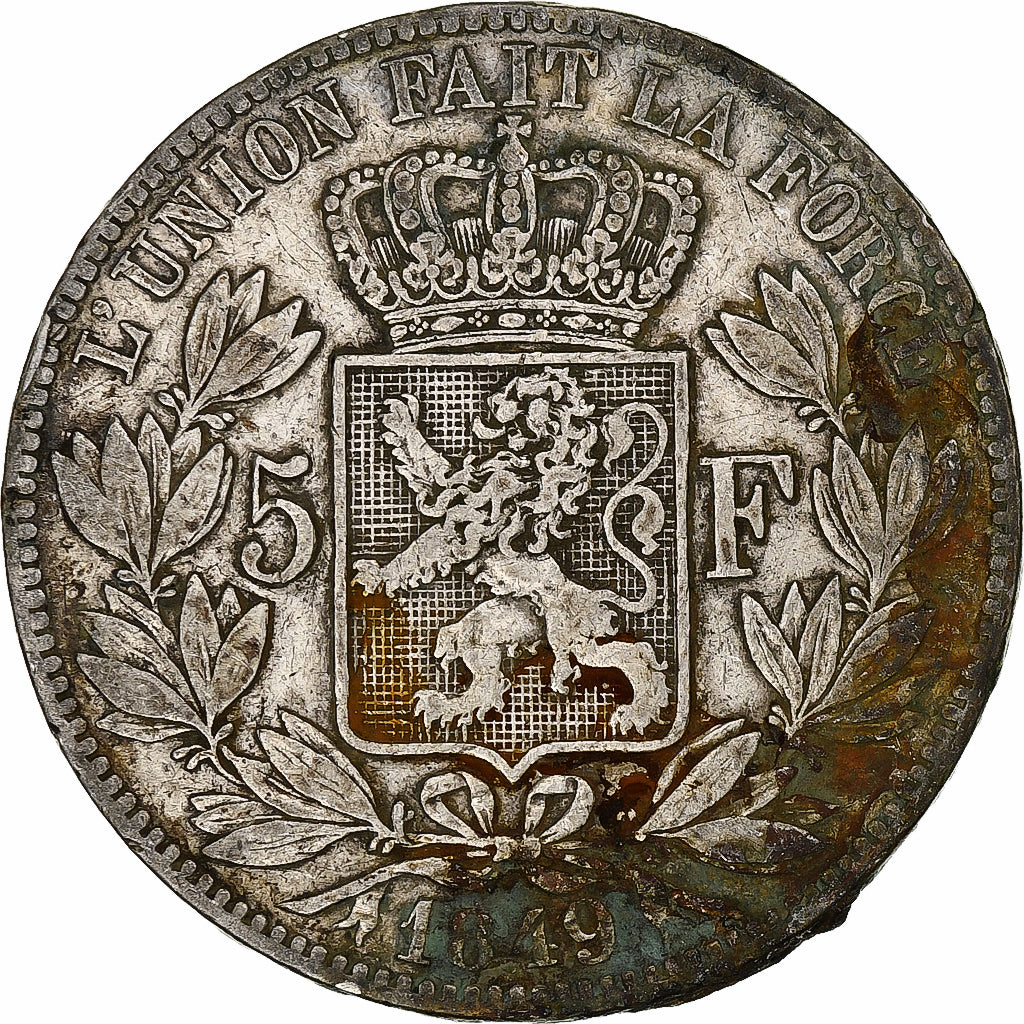 Belgio, Leopold I, 5 Francs, 5 Frank, 1849, Brussels, Argento, MB, KM:17