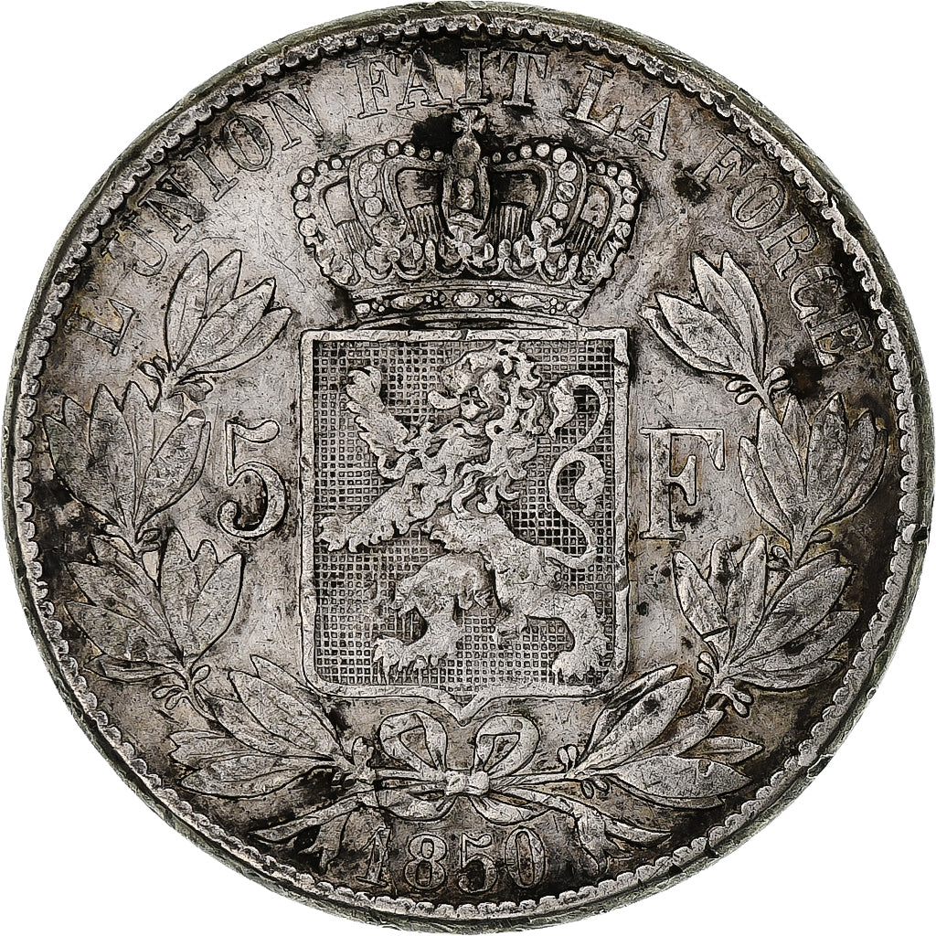 Bélgica, Leopold I, 5 Francs, 5 Frank, 1850, Prata, F(12-15), KM:17