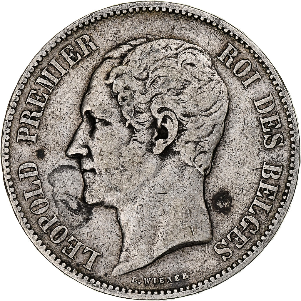 Belgio, Leopold I, 5 Francs, 5 Frank, 1850, Argento, MB, KM:17