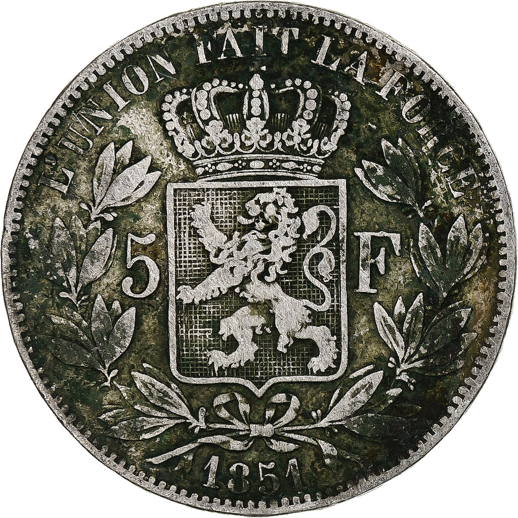 Belgique, Leopold I, 5 Francs, 5 Frank, 1851, Argent, TB, KM:17