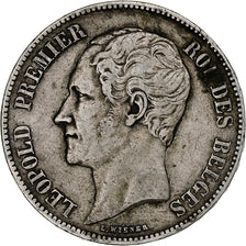 Belgio, Leopold I, 5 Francs, 5 Frank, 1851, Argento, MB, KM:17