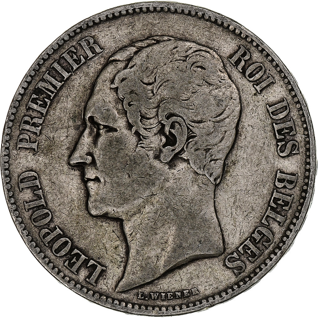 Belgio, Leopold I, 5 Francs, 5 Frank, 1851, Argento, MB, KM:17