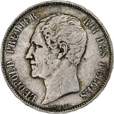 Belgio, Leopold I, 5 Francs, 5 Frank, 1852, Argento, MB+, KM:17