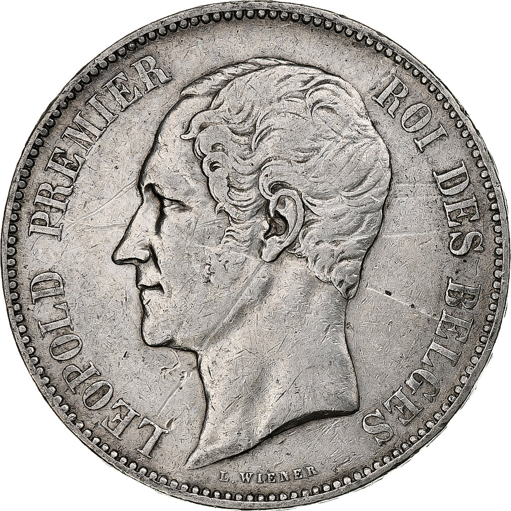 Belgio, Leopold I, 5 Francs, 5 Frank, 1852, Argento, MB, KM:17