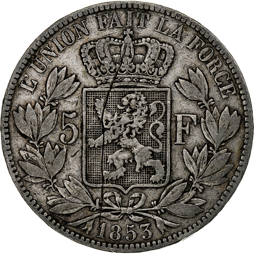 Belgique, Leopold I, 5 Francs, 5 Frank, 1853, Argent, TB, KM:17