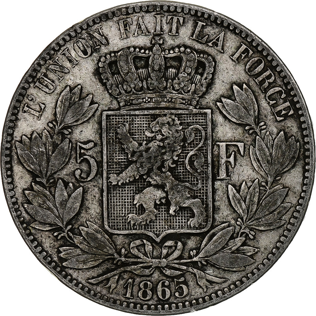 Belgien, Leopold I, 5 Francs, 5 Frank, 1865, Silber, S, KM:17