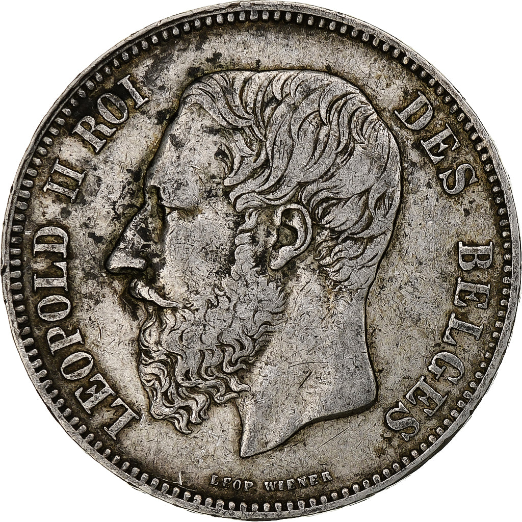 Belgique, Leopold II, 5 Francs, 5 Frank, 1867, Avec point, Argent, TB, KM:24