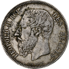 Bélgica, Leopold II, 5 Francs, 5 Frank, 1867, With dot, Plata, BC+, KM:24