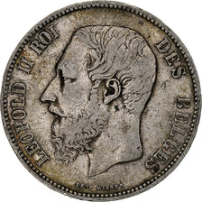 Belgio, Leopold II, 5 Francs, 5 Frank, 1867, With dot, Argento, MB, KM:24
