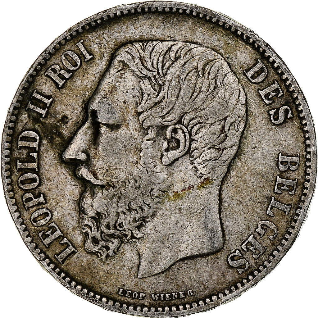 Belgio, Leopold II, 5 Francs, 5 Frank, 1867, With dot, Argento, MB, KM:24