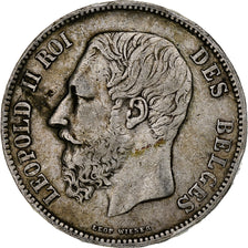 Belgio, Leopold II, 5 Francs, 5 Frank, 1867, With dot, Argento, MB, KM:24