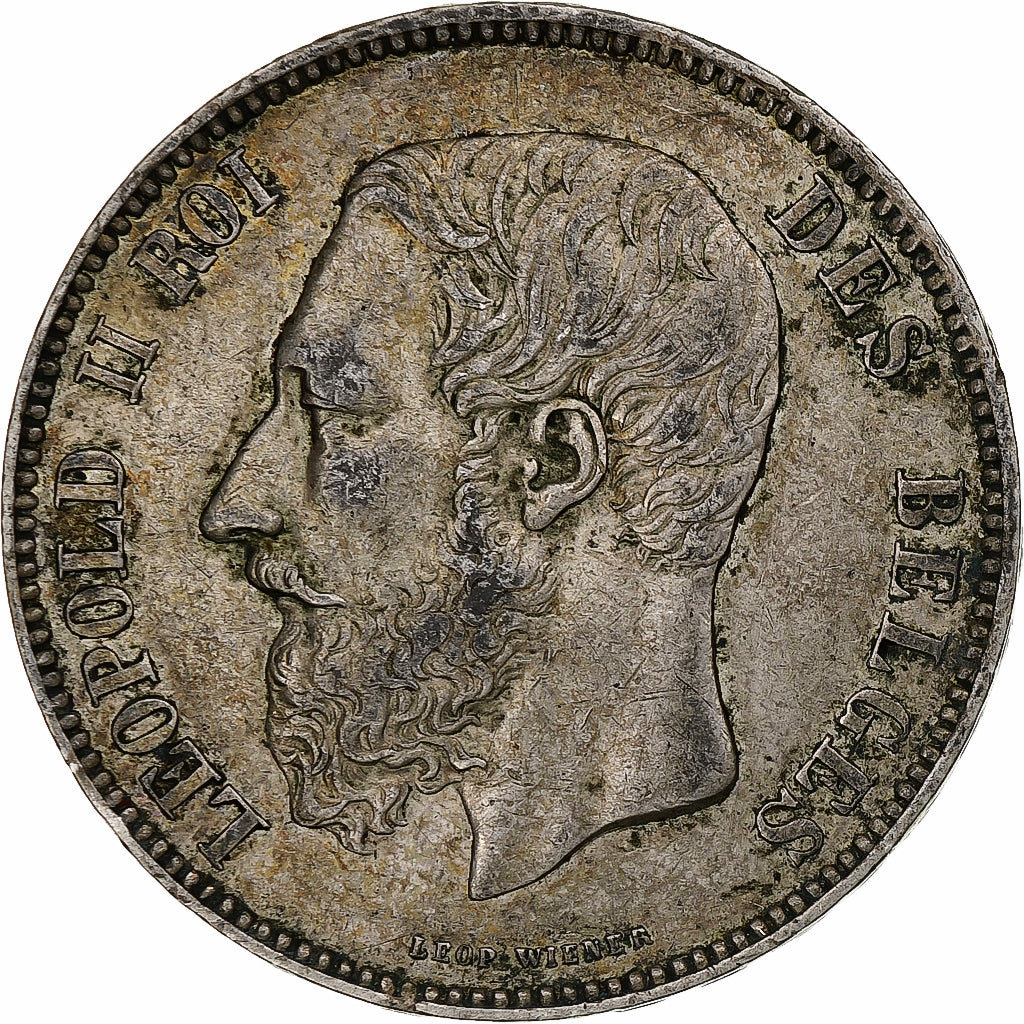 Belgique, Leopold II, 5 Francs, 5 Frank, 1867, Avec point, Argent, TB+, KM:24