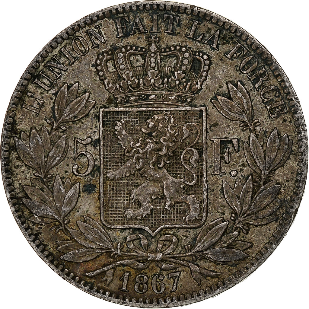 Belgique, Leopold II, 5 Francs, 5 Frank, 1867, Avec point, Argent, TB+, KM:24