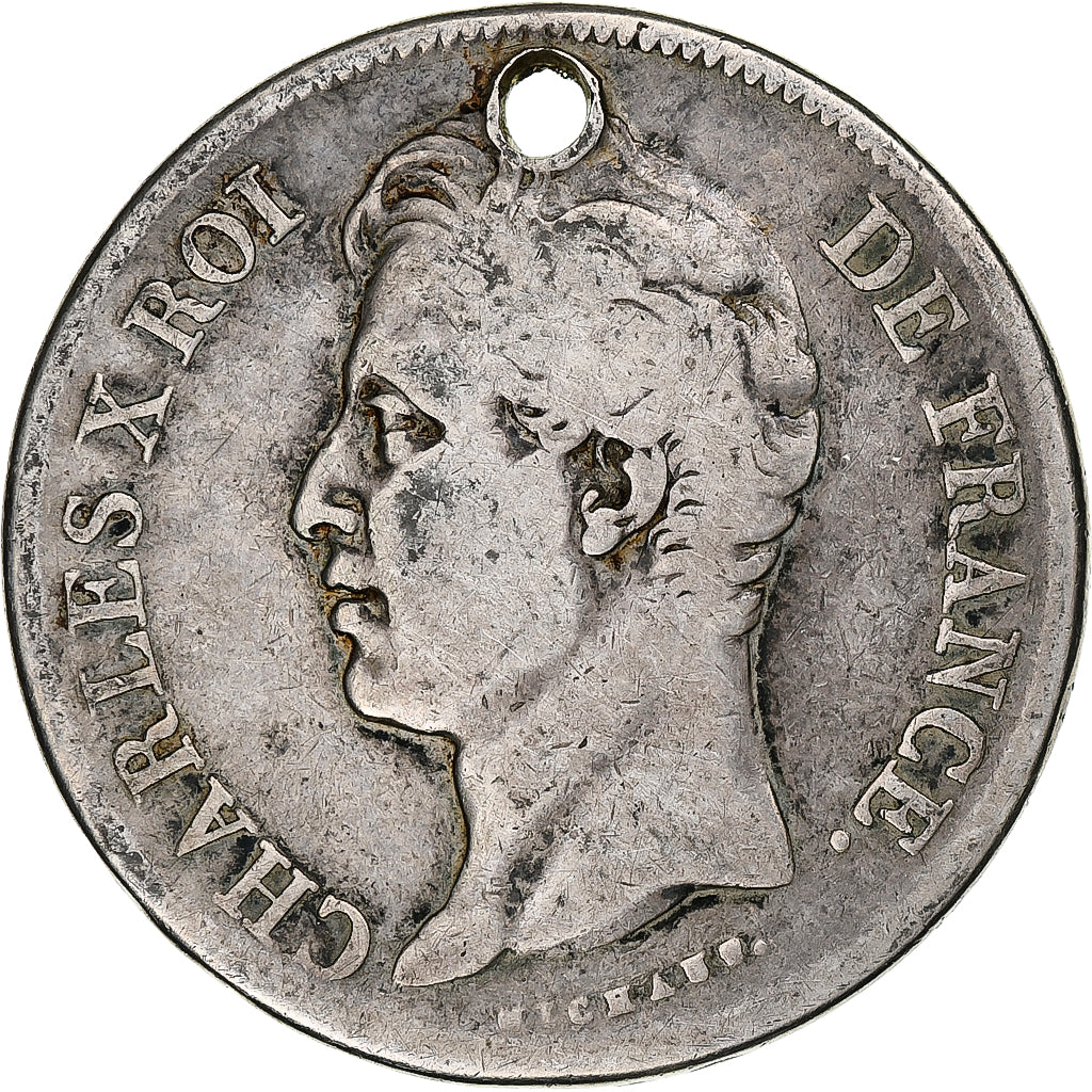 França, 5 Francs, Charles X, 1829, Toulouse, Prata, F(12-15), Gadoury:644