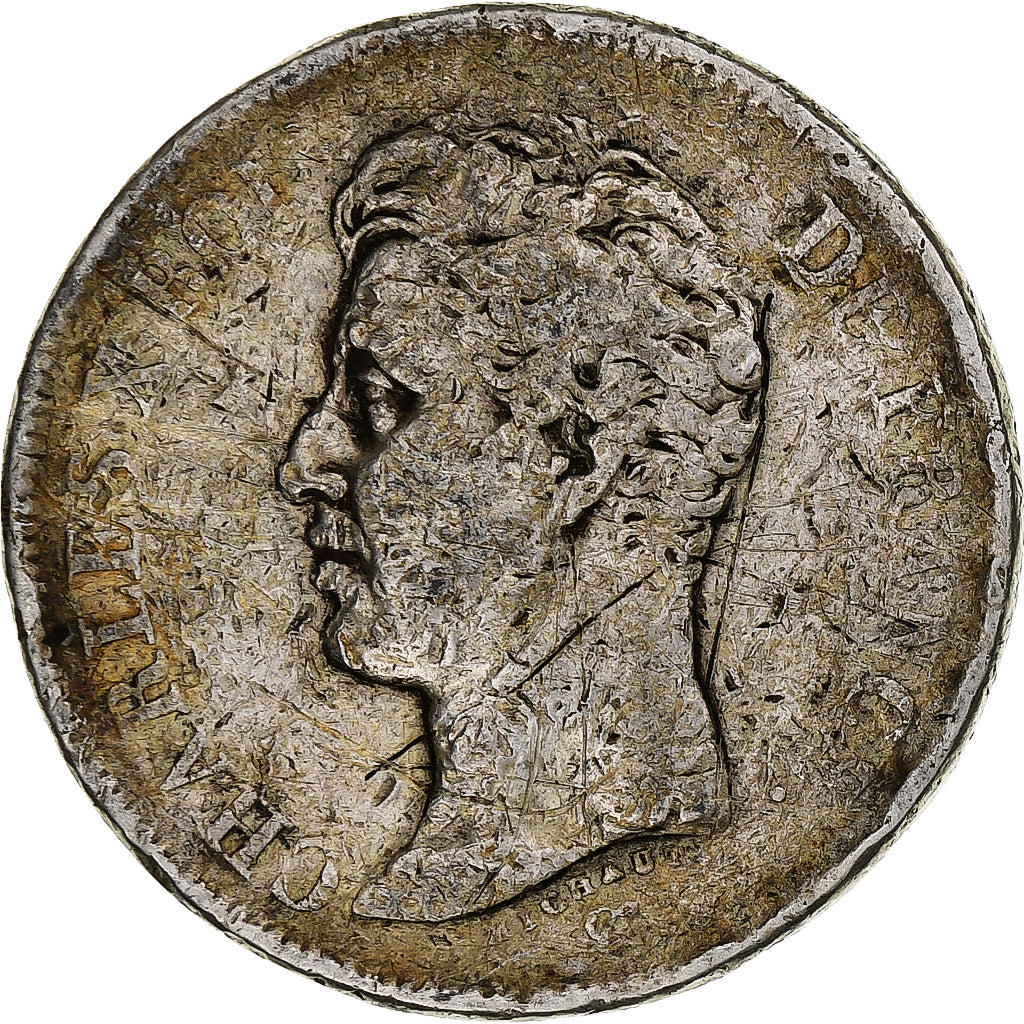 Francja, 5 Francs, Charles X, 1826, Marseilles, Srebro, F(12-15), Gadoury:643