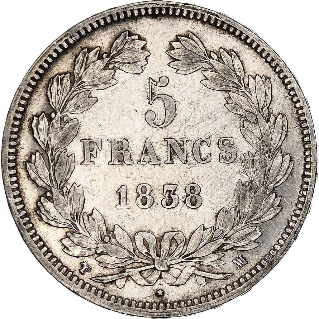 Francia, 5 Francs, Louis-Philippe, 1838, Marseille, Argento, BB+, Gadoury:678