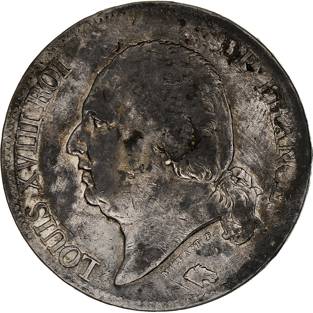 France, Louis XVIII, 5 Francs, 1816, Rouen, Argent, B+, Gadoury:614, KM:711.2