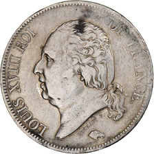 France, Louis XVIII, 5 Francs, 1818, Rouen, Argent, TB, Gadoury:614, KM:711.2