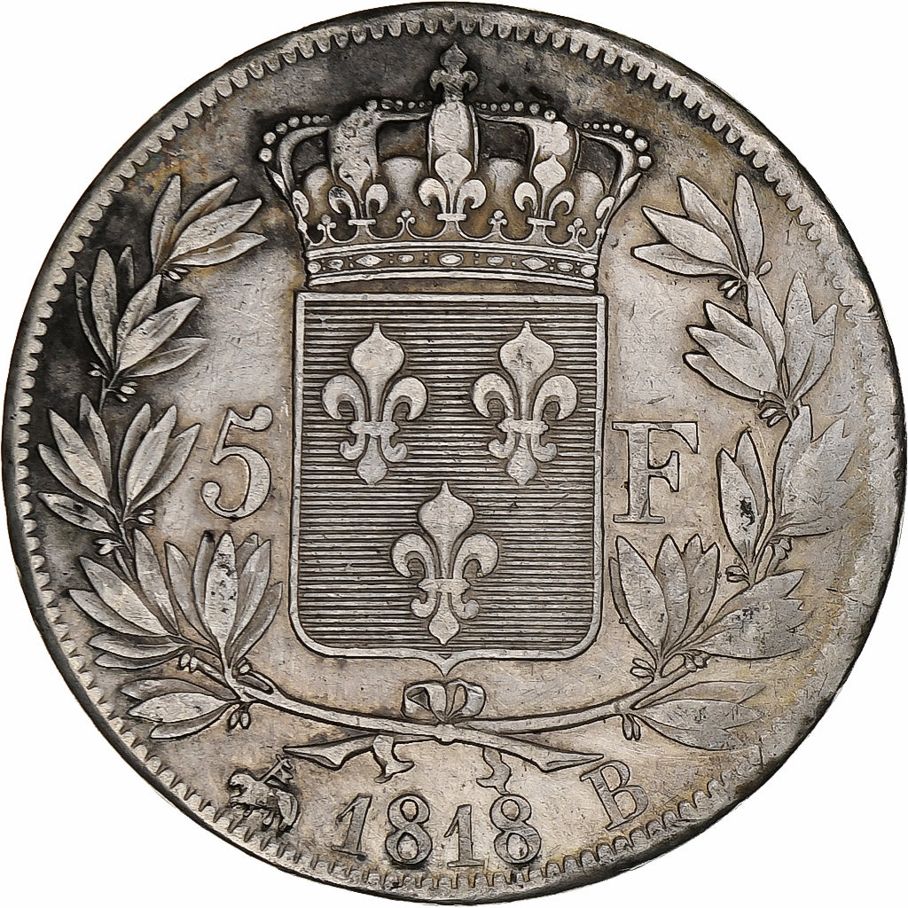 France, Louis XVIII, 5 Francs, 1818, Rouen, Argent, TB, Gadoury:614, KM:711.2