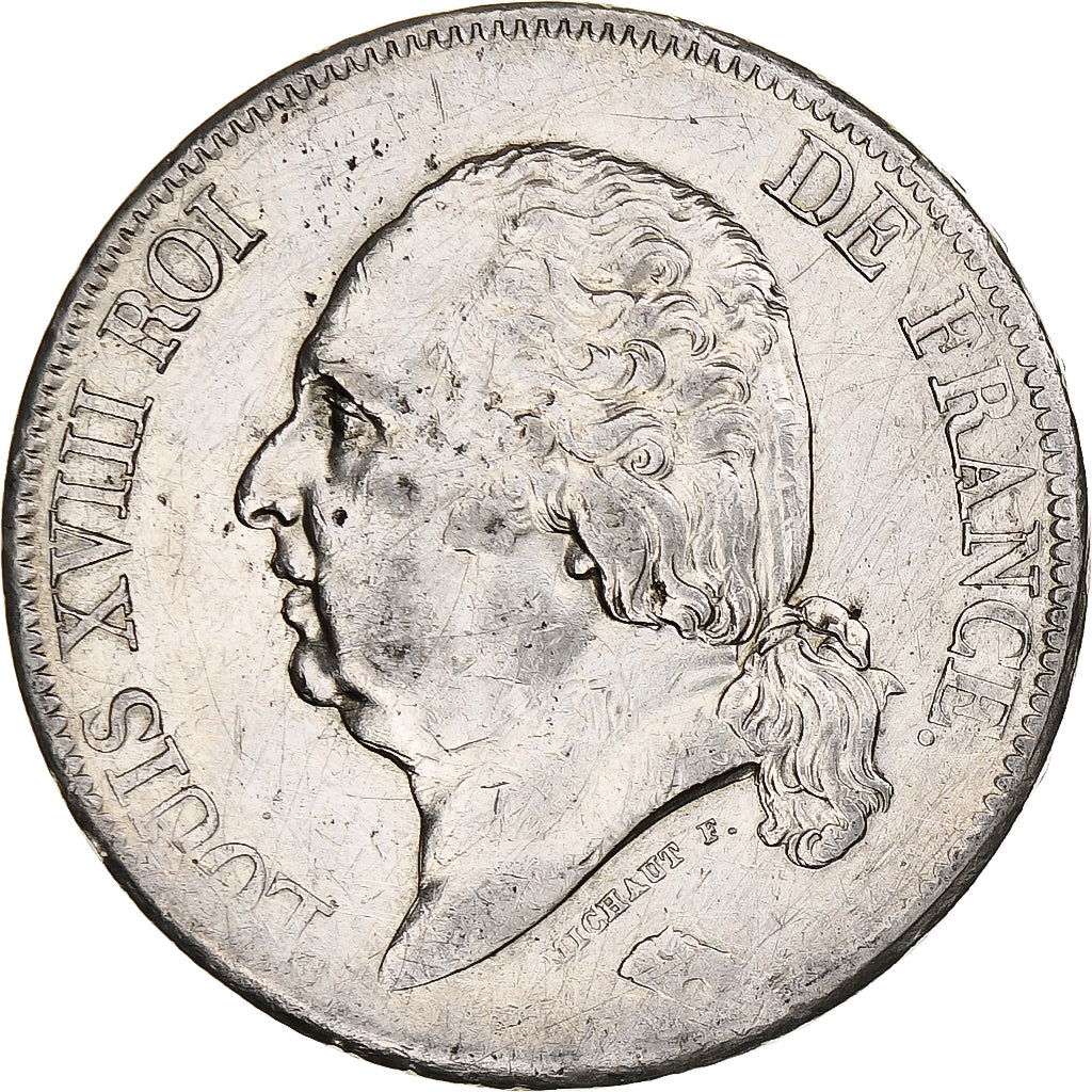 Francia, Louis XVIII, 5 Francs, 1819, Rouen, Argento, BB, Gadoury:614, KM:711.2