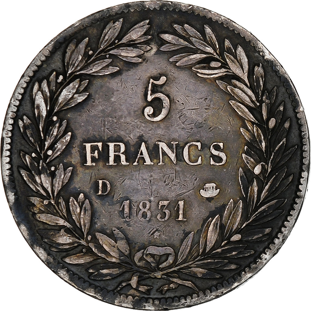 Francia, 5 Francs, Louis-Philippe, 1831, Lyon, Argento, BB, Gadoury:676
